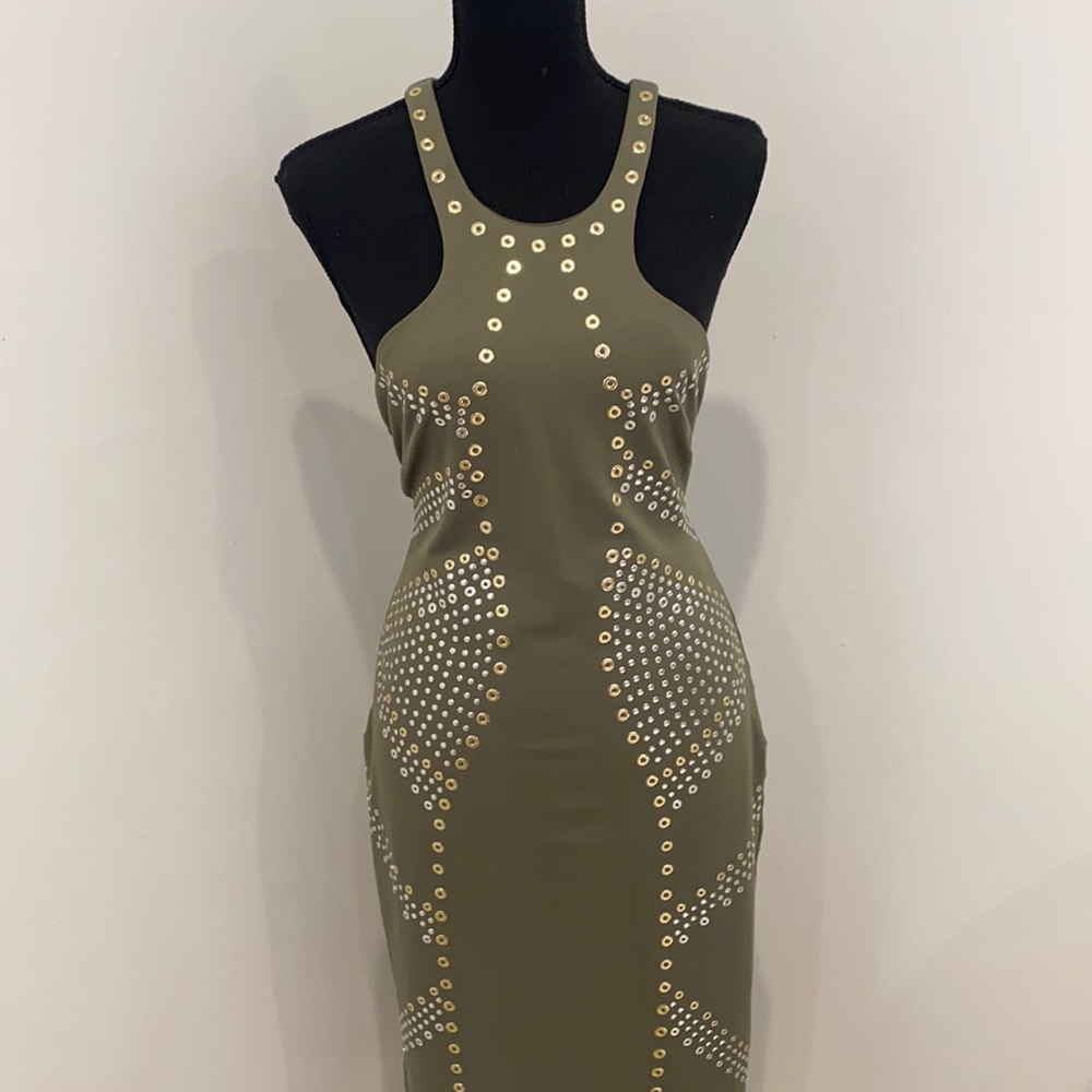 Army green midi dress